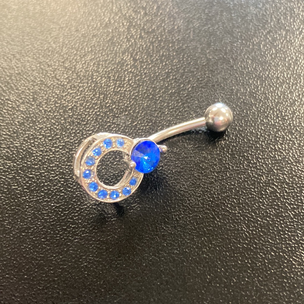 Stainless Surgical Steel Blue Crystal Belly Ring Jewelry